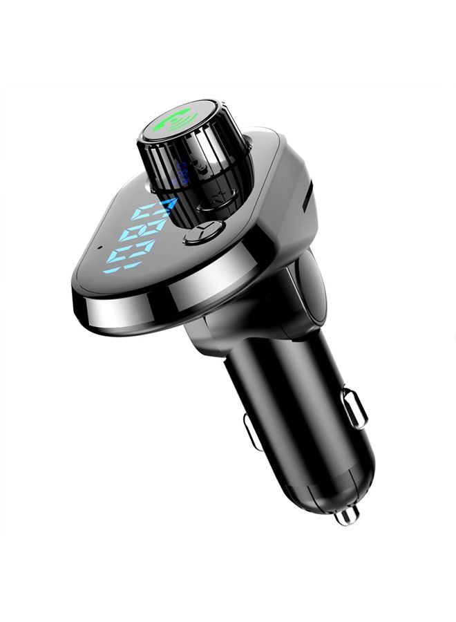 Dual USB Car Charger And Bluetooth 5.0 FM Transmitter Black  - Image 4