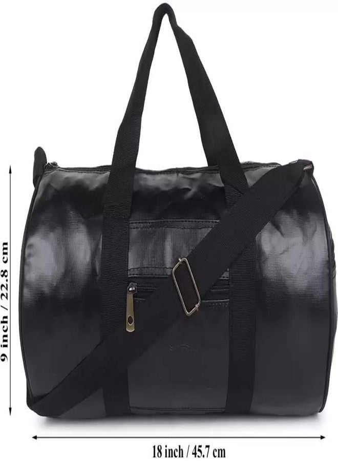 Rainox Gym Duffel Bag | Shoulder Gym Bags | Sports and Travel Bag Zipper Bags for Multipurpose with Side & Middle Pockets for Men, Women (Black) - Image 3