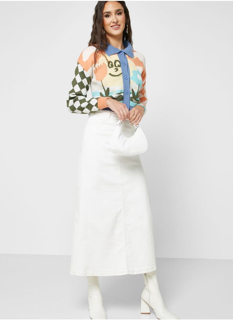 Ginger - Scenery Print Intarsia Cardigan - Image 1