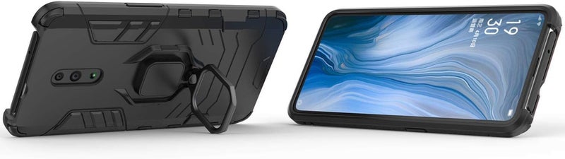 MaiJin Compatible with OPPO Reno Case, Metal Ring Grip Kickstand Bumper (Works with Magnetic Car Mount) Dual Layer Rugged Cover for OPPO Reno (Black) - Image 3