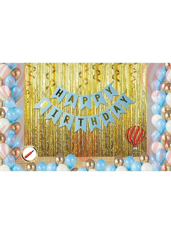 هونج كونج بالونز - مجموعة من 54 قطعة من بالونات HK Balloons® باللون الأزرق، لافتة عيد ميلاد سعيد، مجموعة زينة عيد ميلاد، علم/لافتة - Image 1