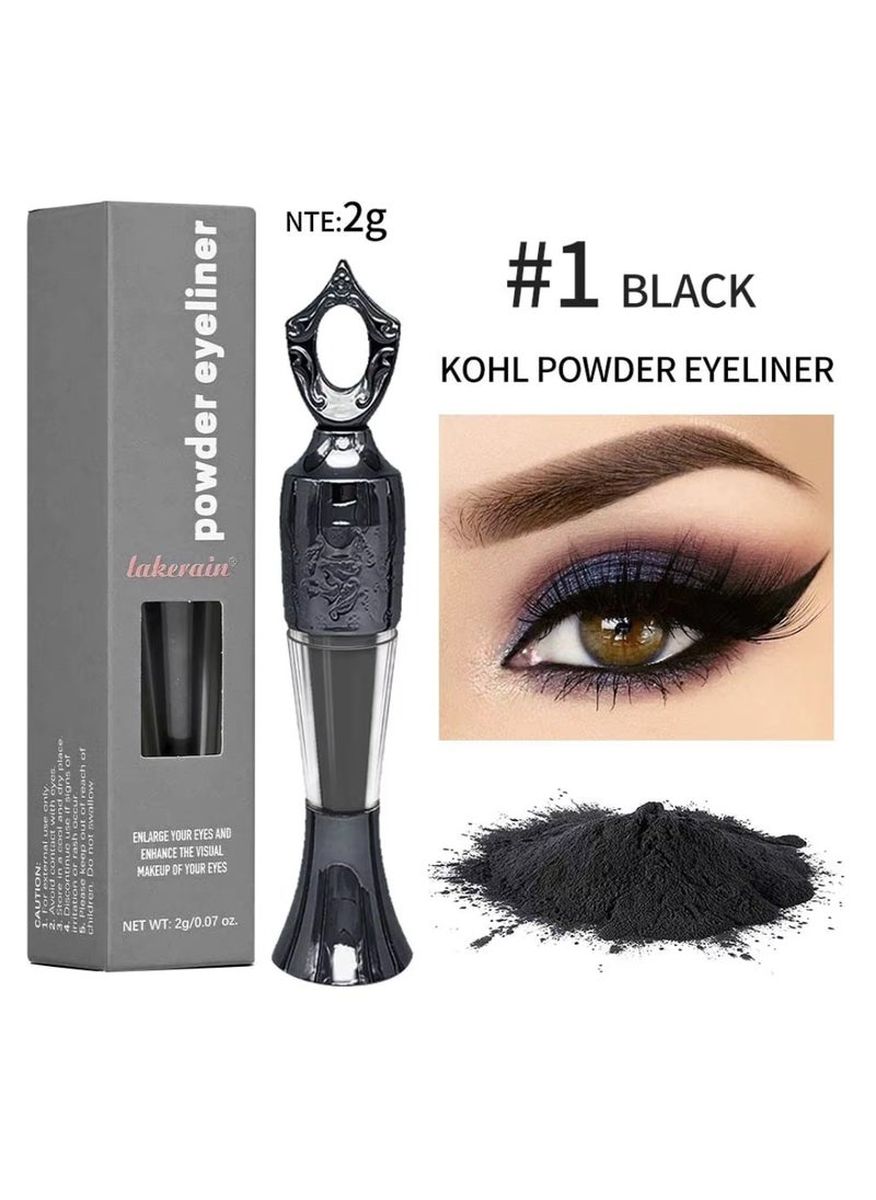 lakerain - Powder Eyeliner 100% Natural Plant Formula Powder Eyeliner Easily Removed Eye Makeup Natural Eyeliner Last for All Day Long Lasting Dry Powder Eyeliner Black 01 - Image 1