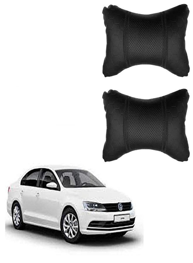 Adroitz Black Universal Neck Rest Pillow Faux Leather Material in Football Design for All Cars_460 - Image 1