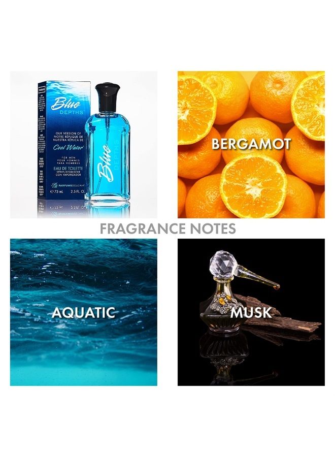 Blue Depths, version of Davidoff Cool Water Eau de Toilette Spray for Men, 2.5 oz