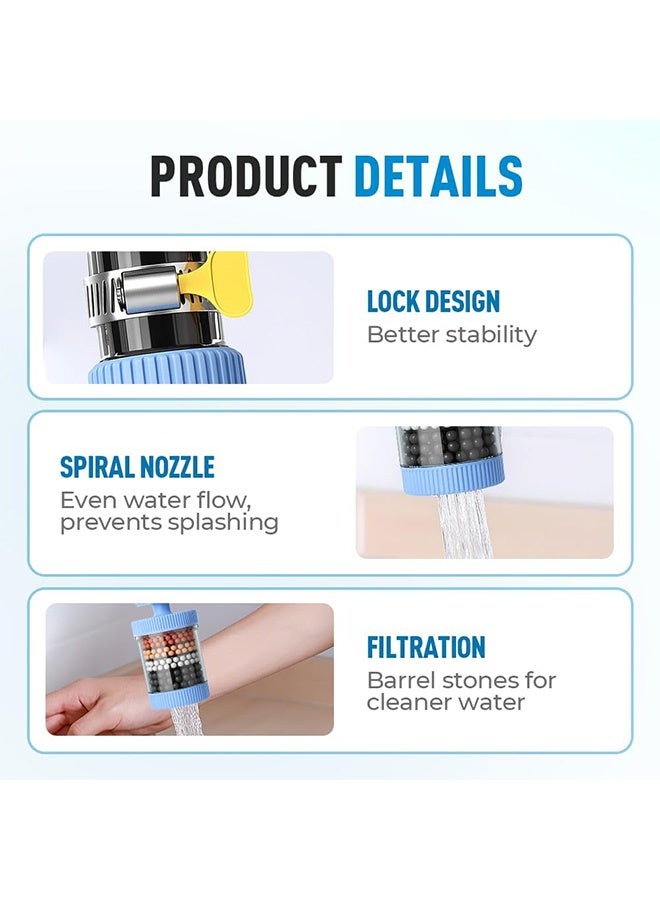 MXN 2 PCS Faucet Filters, 360° Rotating Faucet Water Filter, Activated Carbon Removes Chlorine Fluoride Heavy Metals Hard Water for Home Kitchen Bathroom (Blue) - Image 3