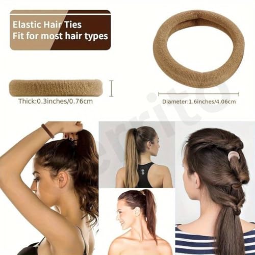 Cerrito Soft Hair Bands for Women & Girls | Hair Ties For Women, No Damage, Strong Hold Elastic Rubber Bands | Stretchable, Tangle-Free Ponytail Holders for Thick, Thin, Curly & Straight Hair (English dark, Pack of 30) - Image 2
