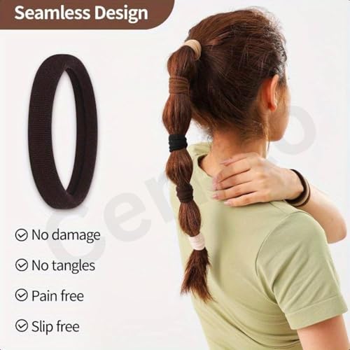 Cerrito Soft Hair Bands for Women & Girls | Hair Ties For Women, No Damage, Strong Hold Elastic Rubber Bands | Stretchable, Tangle-Free Ponytail Holders for Thick, Thin, Curly & Straight Hair (English dark, Pack of 30) - Image 3