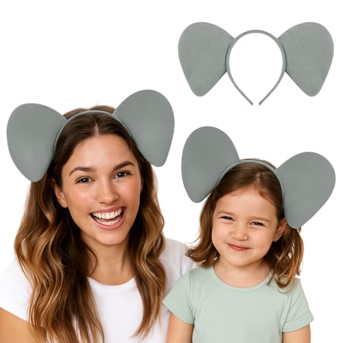 TopTie Elephant Plush Animal Headbands for Decorations, Ear Horn Hair Hoop for Kid & Adult, Dress-Up Party Supplies - Image 1
