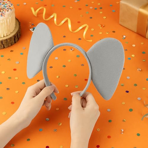 TopTie Elephant Plush Animal Headbands for Decorations, Ear Horn Hair Hoop for Kid & Adult, Dress-Up Party Supplies - Image 2