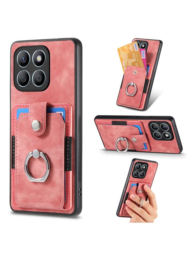 The Bros Case For Honor X7b Retro Skin-feel Ring Card Wallet Phone Case  - Image 1