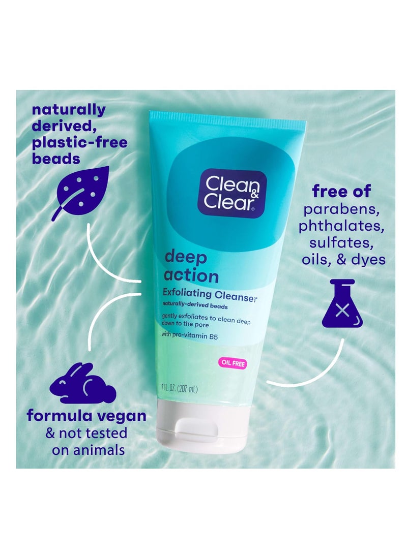 CLEAN & CLEAR Deep Action Exfoliating Cleanser with Pro-Vitamin B5 Oil Free Face Wash, 7 fl oz  - Image 5