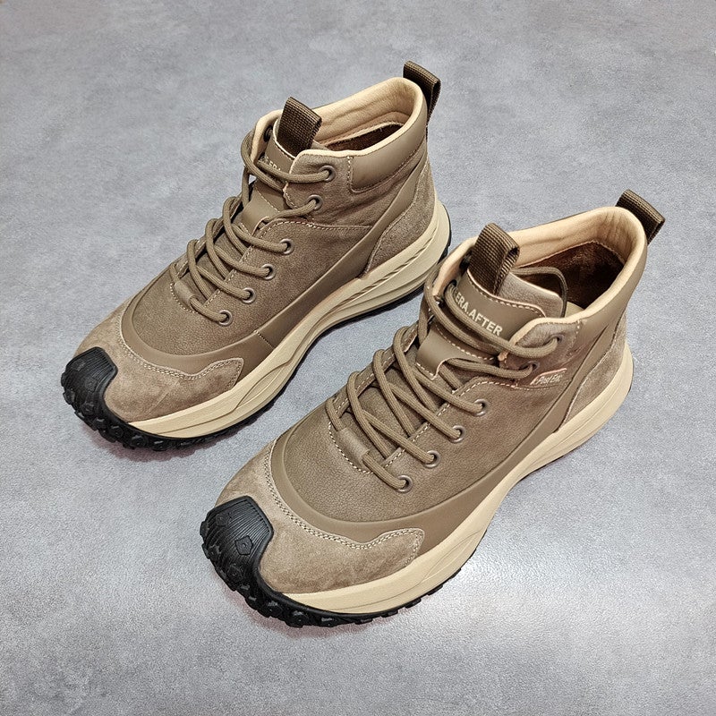 Boys Top-Layer Cowhide High-Top Casual Shoes Men'S Trendy Shoes Genuine Leather European Station All-Match Niche Light Luxury High-Top Shoes For Men - Image 4
