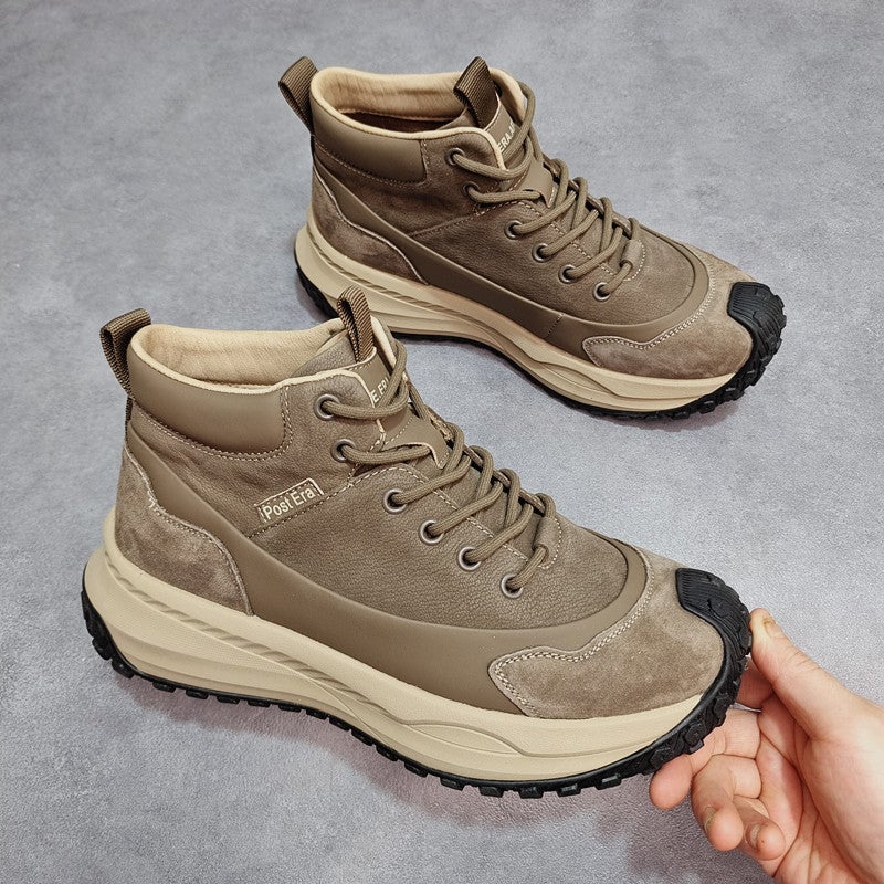 Boys Top-Layer Cowhide High-Top Casual Shoes Men'S Trendy Shoes Genuine Leather European Station All-Match Niche Light Luxury High-Top Shoes For Men - Image 2
