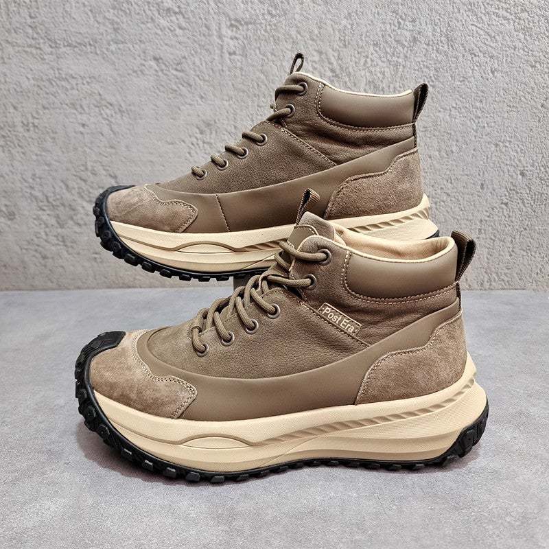Boys Top-Layer Cowhide High-Top Casual Shoes Men'S Trendy Shoes Genuine Leather European Station All-Match Niche Light Luxury High-Top Shoes For Men - Image 3