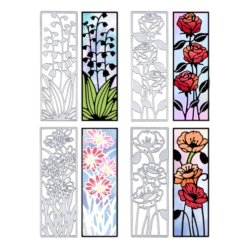 ORIGACH 4 Pcs Metal Flower Frame Cutting Dies for Card Making Embossing Stencil Die Cuts for Scrapbooking DIY Flower Bookmark Card Decoration - Image 1