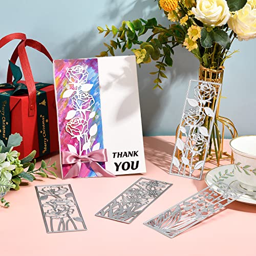 ORIGACH 4 Pcs Metal Flower Frame Cutting Dies for Card Making Embossing Stencil Die Cuts for Scrapbooking DIY Flower Bookmark Card Decoration - Image 2