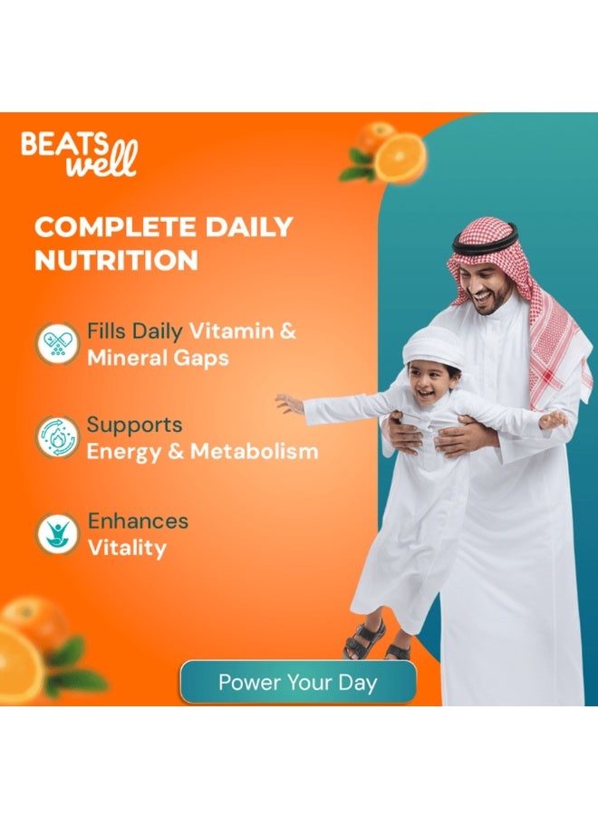 BeatsWell بيتسويل متعدد الفيتامينات بنكهة البرتقال - 20 قرص فوار - Image 4