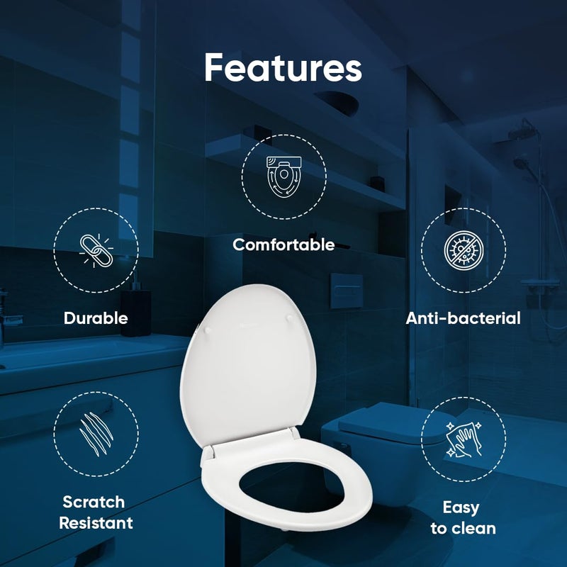 Parryware غطاء مقعد المرحاض الصلب (حجم قياسي، أبيض فائق) | غطاء مقعد دائري من البولي بروبيلين | E80941C - Image 3