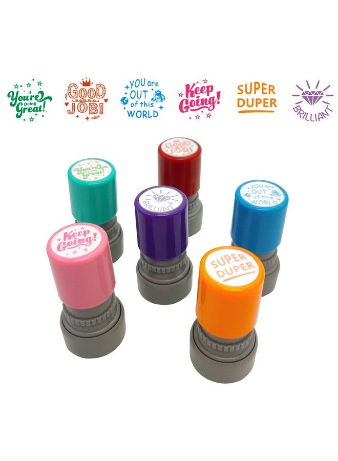 WAFJAMF Pack Of 6 Sorted Teacher Stamp Teachers Selfinking Rubber Stamps Teacher Review Photosensitive Stamps Behavior Stamps For Education  - Image 1