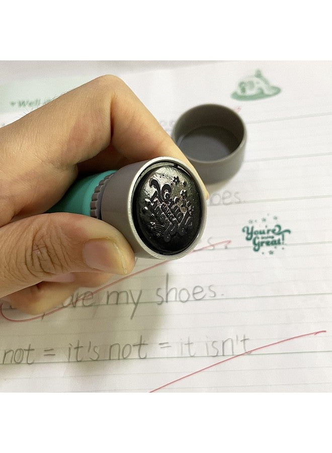 WAFJAMF Pack Of 6 Sorted Teacher Stamp Teachers Selfinking Rubber Stamps Teacher Review Photosensitive Stamps Behavior Stamps For Education  - Image 5
