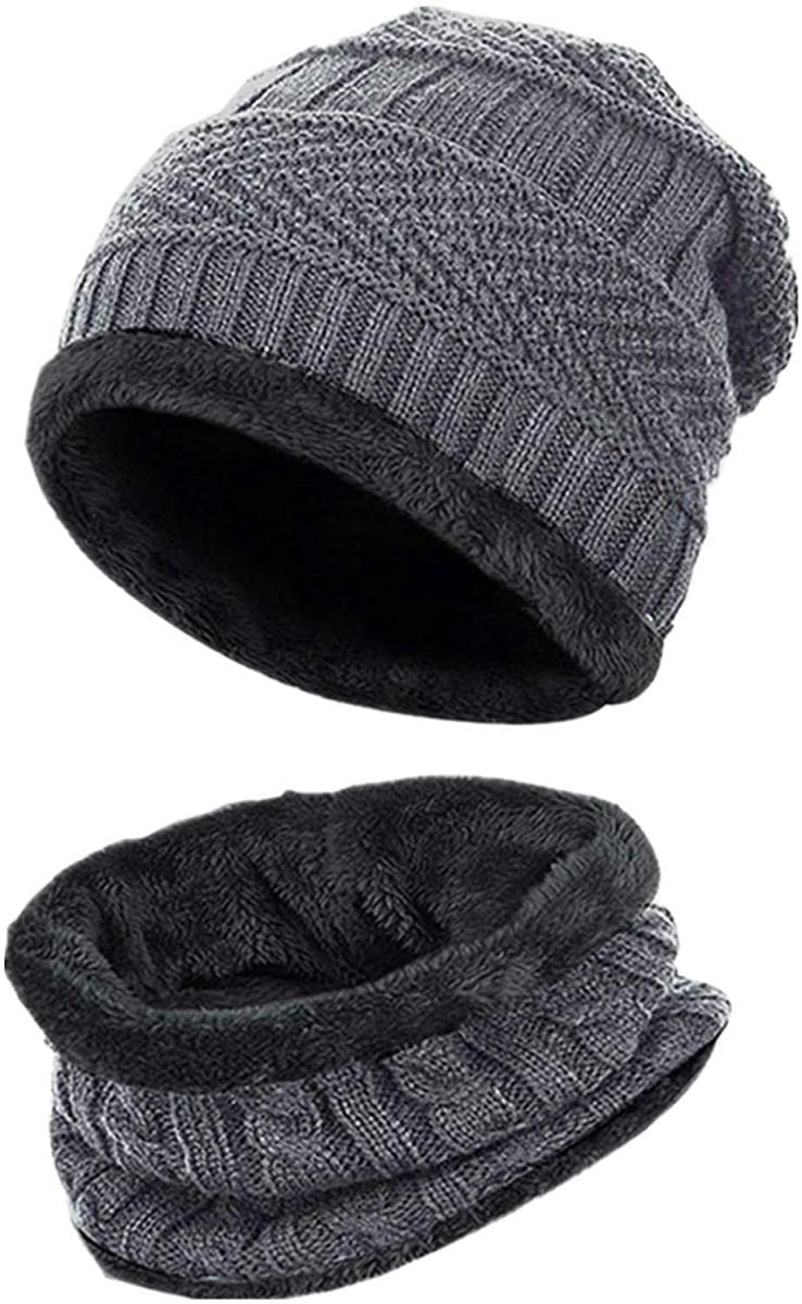 Tex Homz Winter Knit Beanie Woolen Cap Hat and Neck Warmer Scarf Set for Men & Women (2 Piece) Grey - Image 5