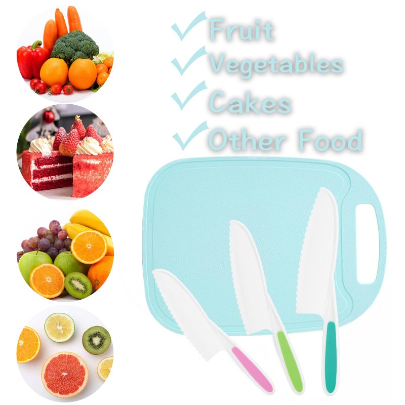 GONEJALL Kids Knife Set for Real Cooking, 4 Pieces Toddler Knife Set, Nylon Kitchen Baking Knife with Cutting Board, Firm Grip, Serrated Edges Kids Knives for Cutting Cakes, Fruit, Veggies & Bread - Image 5