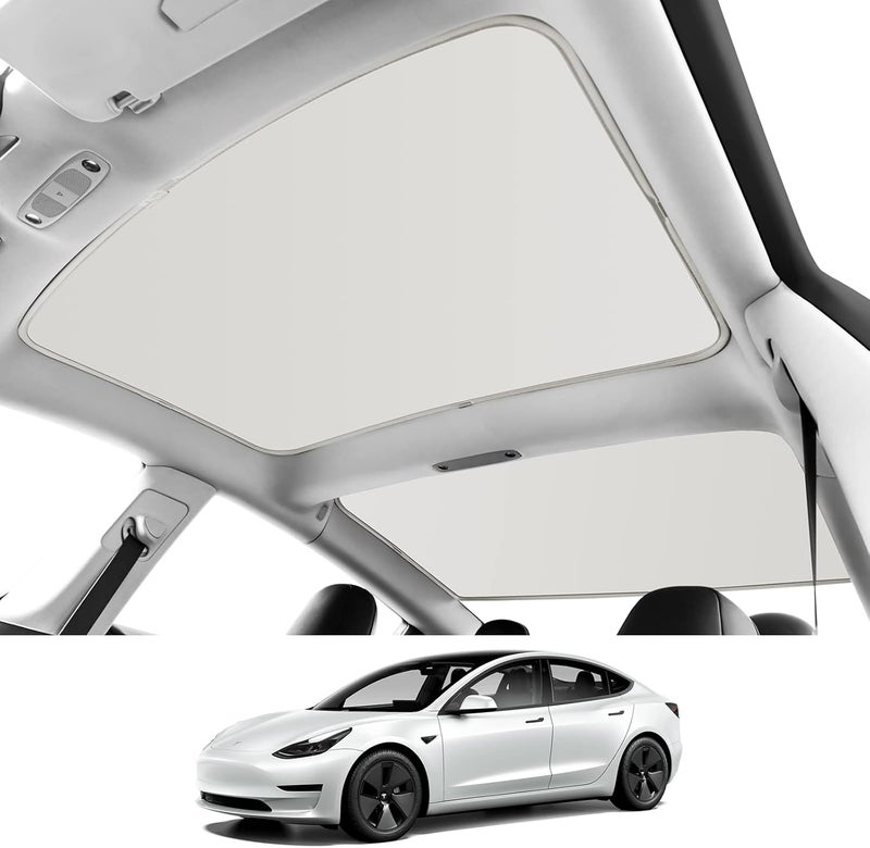 KUNIST Roof Sunshades for Tesla Model 3 2023, Upgraded Sunroof Shade Sunshade Roof Sun Shade for Tesla Model 3 Accessories 2021-2023 (Ice White) - Image 1