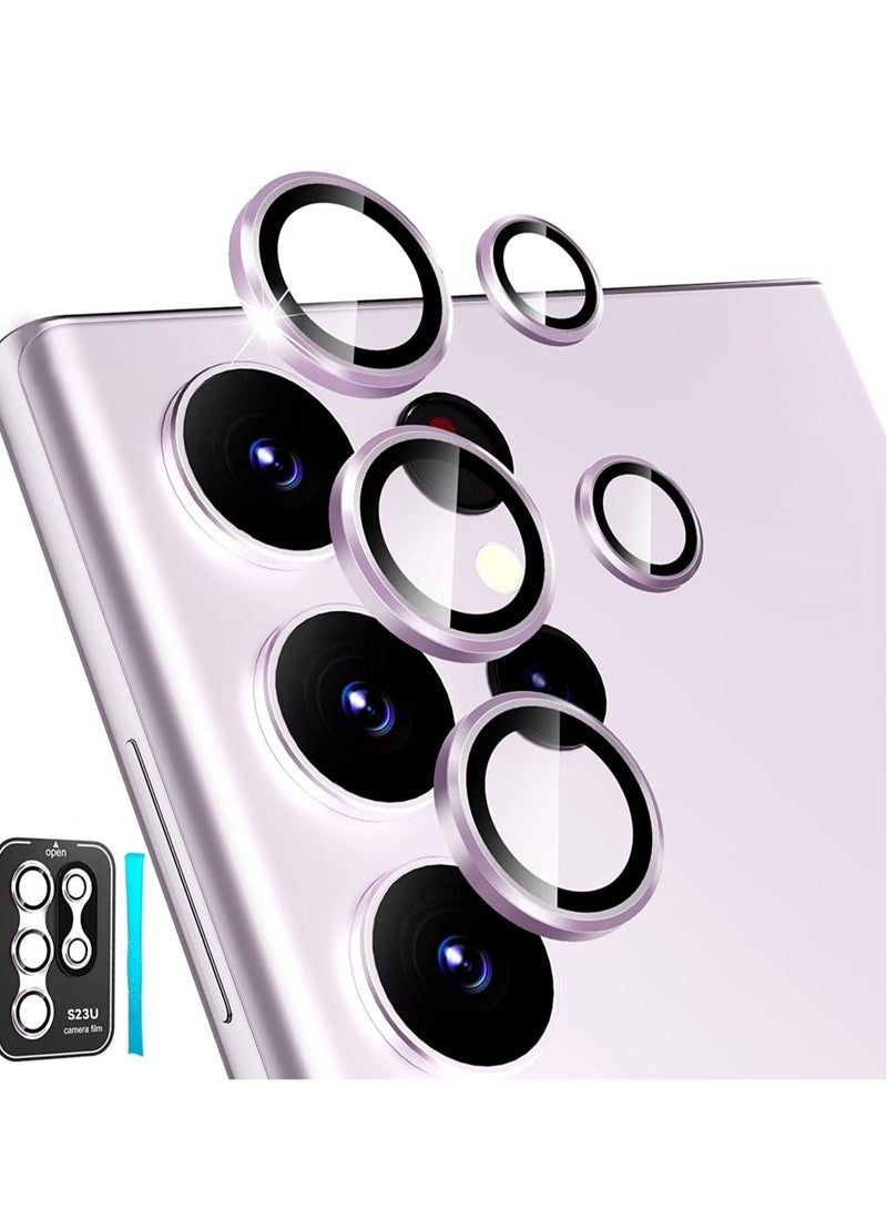 Samsung Galaxy S23 Ultra Camera Lens Protector, 9H Tempered Glass + Aluminum Alloy Metal Individual Lens Screen Ring for S23 Ultra 6.8in 5G 2023 - Purple - Image 1