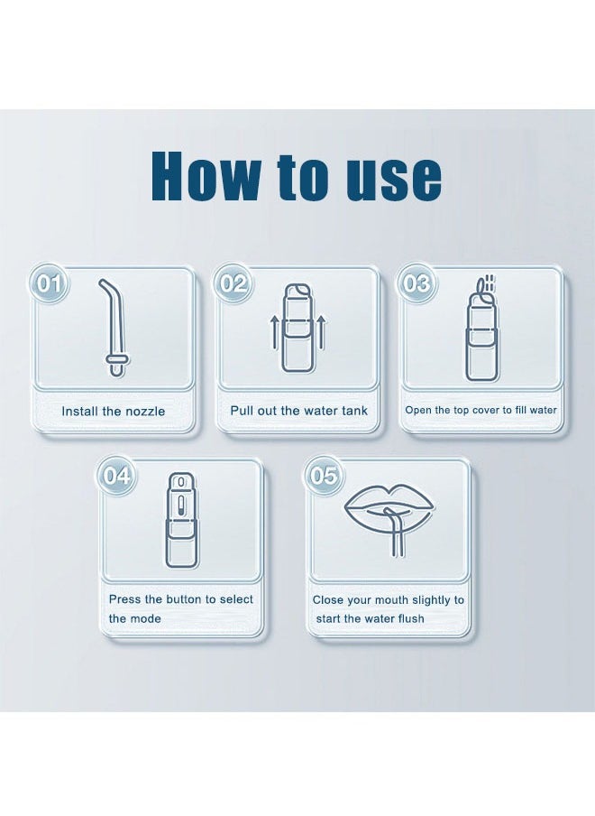 Cordless Water Dental Flosser, Portable Oral Irrigator for Teeth Braces, Rechargeable and Ipx8 Waterproof Teeth Cleaner for Home Travel Telescopic Water Tank 3 Modes IPX8 Waterproof