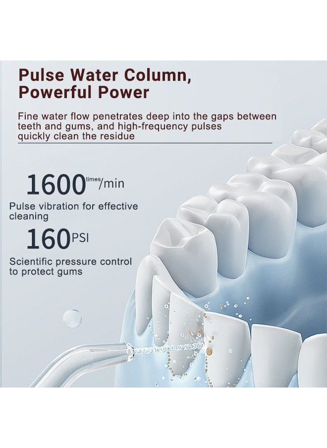 Cordless Water Dental Flosser, Portable Oral Irrigator for Teeth Braces, Rechargeable and Ipx8 Waterproof Teeth Cleaner for Home Travel Telescopic Water Tank 3 Modes IPX8 Waterproof