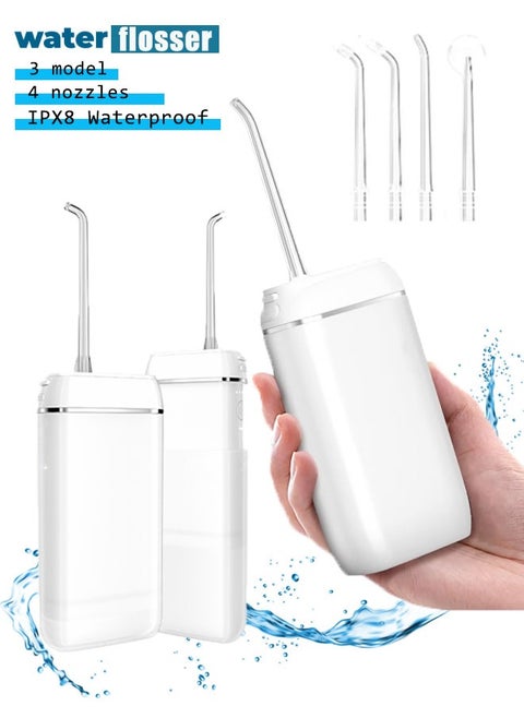Cordless Water Dental Flosser, Portable Oral Irrigator for Teeth Braces, Rechargeable and Ipx8 Waterproof Teeth Cleaner for Home Travel Telescopic Water Tank 3 Modes IPX8 Waterproof