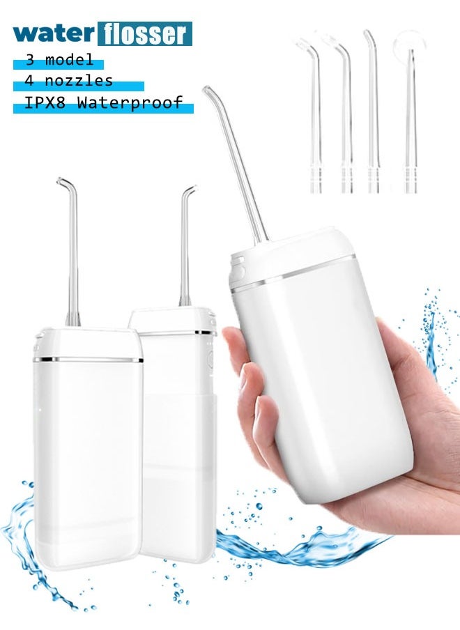 Cordless Water Dental Flosser, Portable Oral Irrigator for Teeth Braces, Rechargeable and Ipx8 Waterproof Teeth Cleaner for Home Travel Telescopic Water Tank 3 Modes IPX8 Waterproof