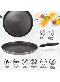 MILTON Pro cook Milton Procook Black Pearl Omni Dosa Tawa with 3 Layers NonStick Coating 32 cm Bakelite Handle Gas Induction Compatible 1 Years Warranty  - Image 3