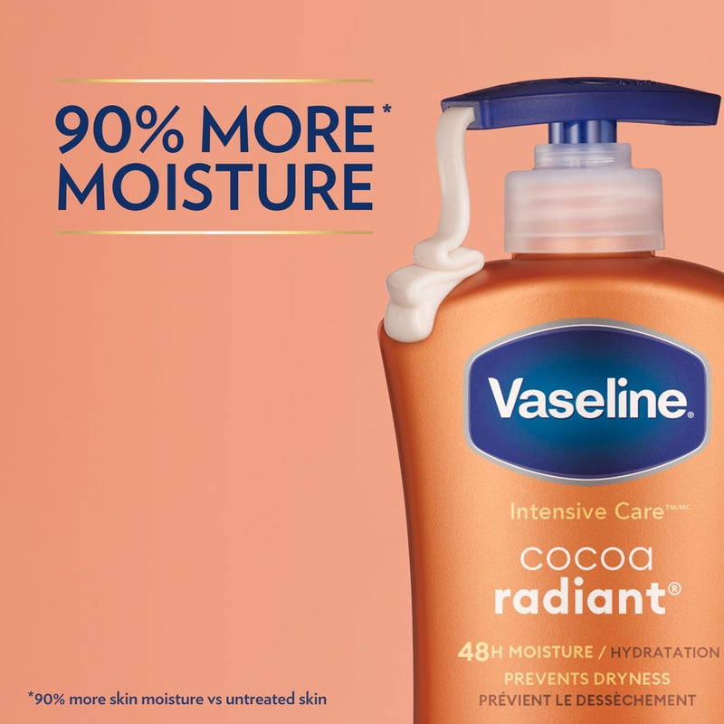 Vaseline Intensive Care Body Lotion Cocoa Radiant 4 Count for Dry Skin Lotion Made with Ultra-Hydrating Lipids and Pure Cocoa Butter for a Long-Lasting, Radiant Glow 20.3 Oz - Image 2