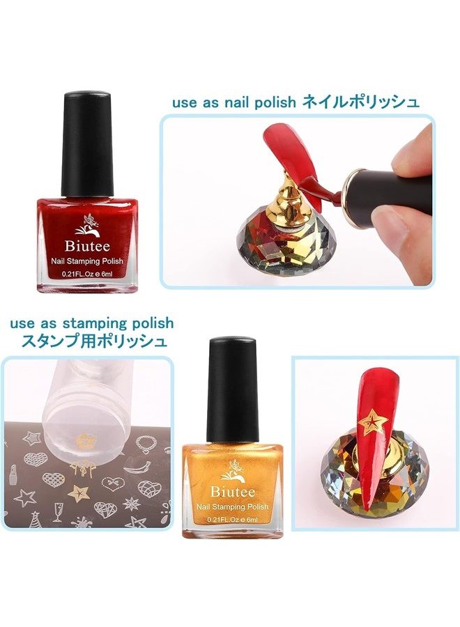 Biutee Nail Stamping Polish 12 Colors 6ML Air dry Special Polish Manicure Print Nail Polish for Stamping Plates Solid Color Nail Polish gift box Nail Varnish Lacquer Nail Art Stamp Gel Polish Set  - Image 2