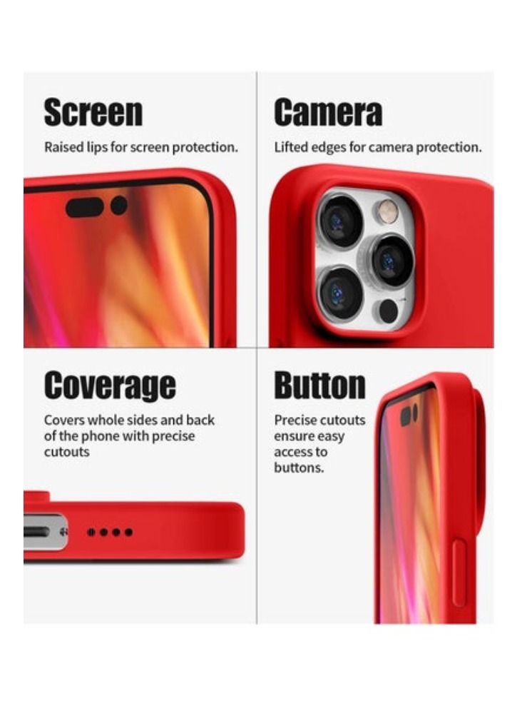 ACLIX Liquid Silicone Case Compatible with iPhone 14 Pro Max (6.7 inch), Silky-Soft Touch Full Body Protection Shockproof Cover Case with Soft Microfiber Lining - Red - Image 4