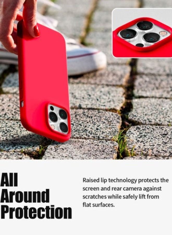 ACLIX Liquid Silicone Case Compatible with iPhone 14 Pro Max (6.7 inch), Silky-Soft Touch Full Body Protection Shockproof Cover Case with Soft Microfiber Lining - Red - Image 5