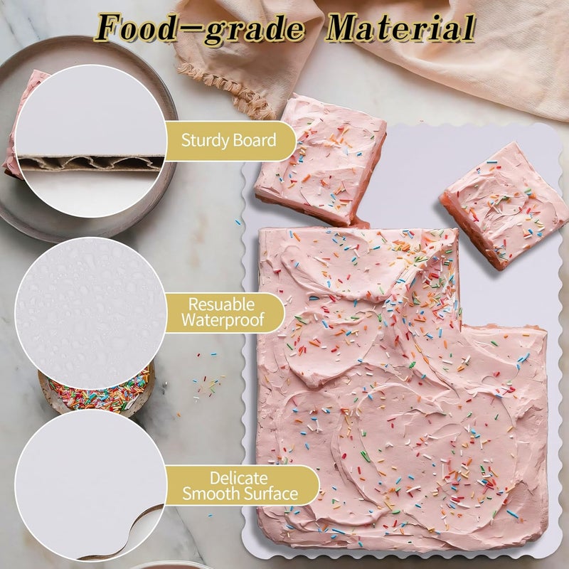 Ascher 15 Pack 19 x 14 Inch Greaseproof Rectangle Cake Boards, Premium Corrugated Single Wall Cake Base Board Half Sheet Cake Board for Sheet Cake, Dessert Base, Cupcake and Cake Pizza(White) - Image 2