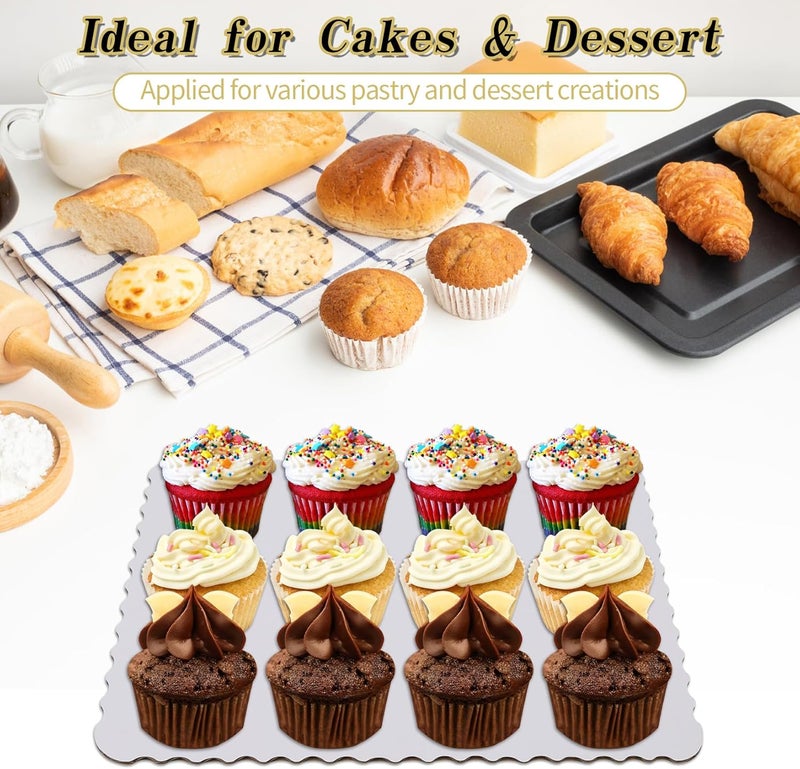 Ascher 15 Pack 19 x 14 Inch Greaseproof Rectangle Cake Boards, Premium Corrugated Single Wall Cake Base Board Half Sheet Cake Board for Sheet Cake, Dessert Base, Cupcake and Cake Pizza(White) - Image 5