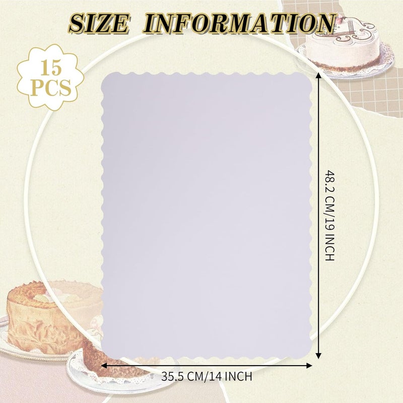 Ascher 15 Pack 19 x 14 Inch Greaseproof Rectangle Cake Boards, Premium Corrugated Single Wall Cake Base Board Half Sheet Cake Board for Sheet Cake, Dessert Base, Cupcake and Cake Pizza(White) - Image 4