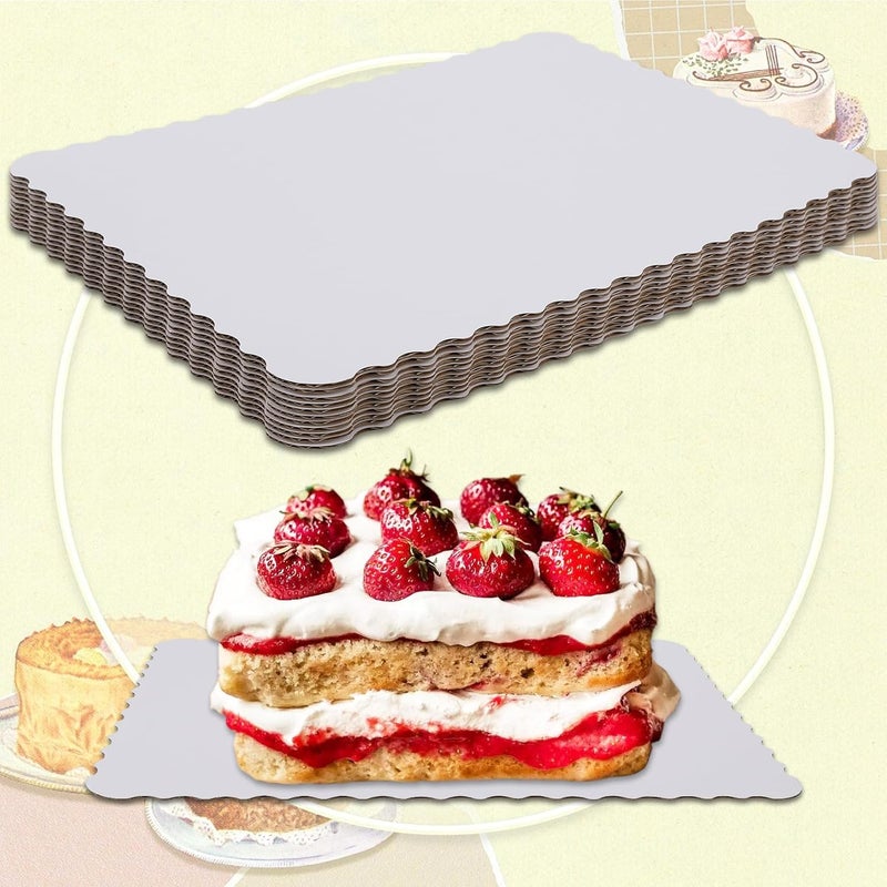 Ascher 15 Pack 19 x 14 Inch Greaseproof Rectangle Cake Boards, Premium Corrugated Single Wall Cake Base Board Half Sheet Cake Board for Sheet Cake, Dessert Base, Cupcake and Cake Pizza(White) - Image 3