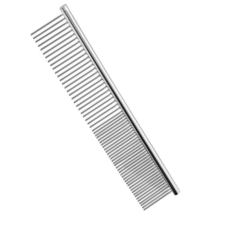 DHVAJA Pet Rounded Teeth Stainless Steel Pet Hair Grooming Flat Comb for Dogs, Cats, Rabbits and Birds, Small (16cm) - Image 1