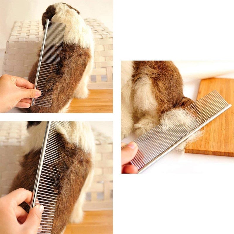 DHVAJA Pet Rounded Teeth Stainless Steel Pet Hair Grooming Flat Comb for Dogs, Cats, Rabbits and Birds, Small (16cm) - Image 5