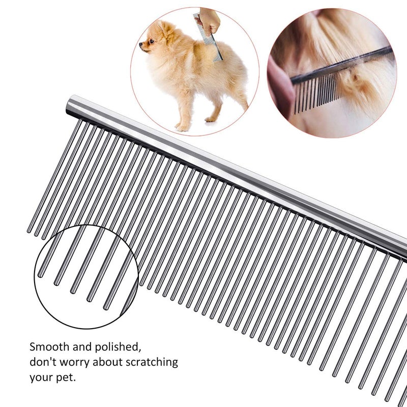 DHVAJA Pet Rounded Teeth Stainless Steel Pet Hair Grooming Flat Comb for Dogs, Cats, Rabbits and Birds, Small (16cm) - Image 4