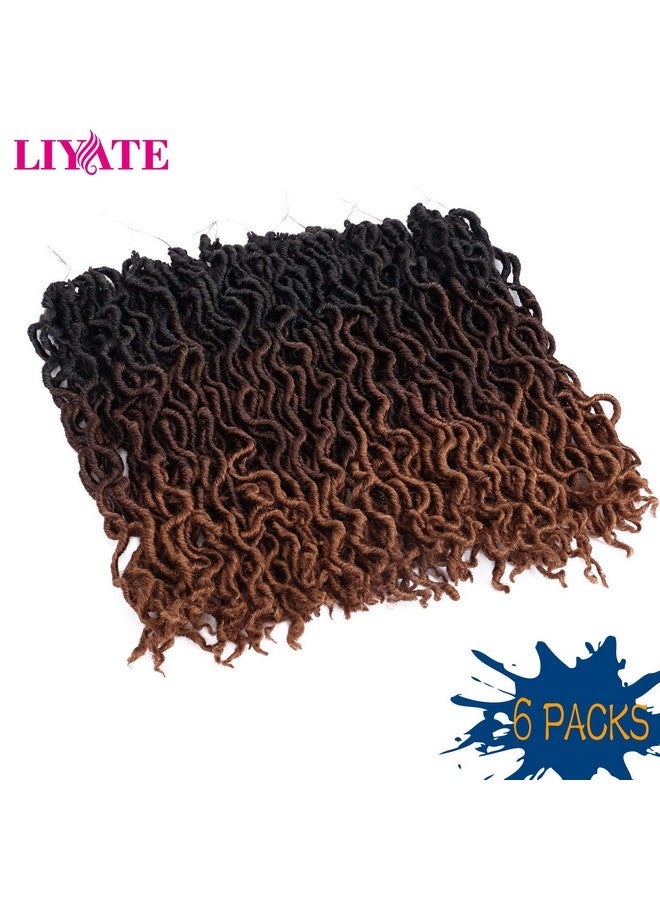 Liyate 14 Inch Goddess Faux locs Crochet Hair 6 Packs/Lot Soft Gypsy Locs Wavy Crochet Braids Dreadlocks 3 Tone Curly Wavy Twist Braiding Hair Extensions African Roots Braid（#1B/4/30) - Image 2