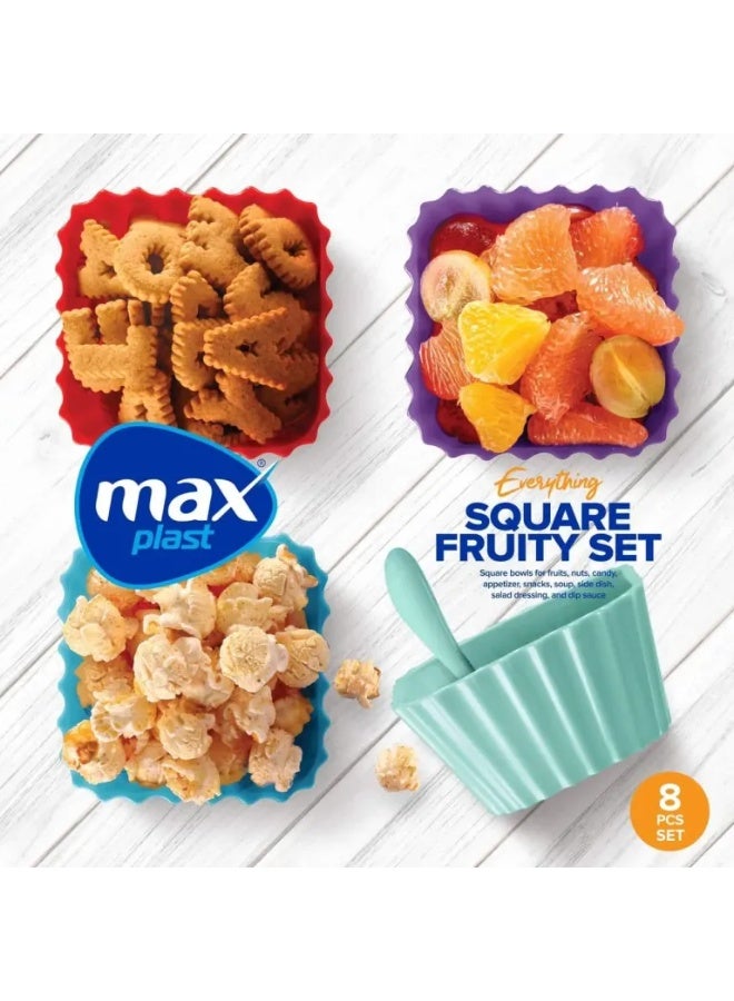 Max Plast Set of 4 Bowls with 4 Spoons – Food-Grade Plastic for Fruits, Nuts, and Snacks - Image 3