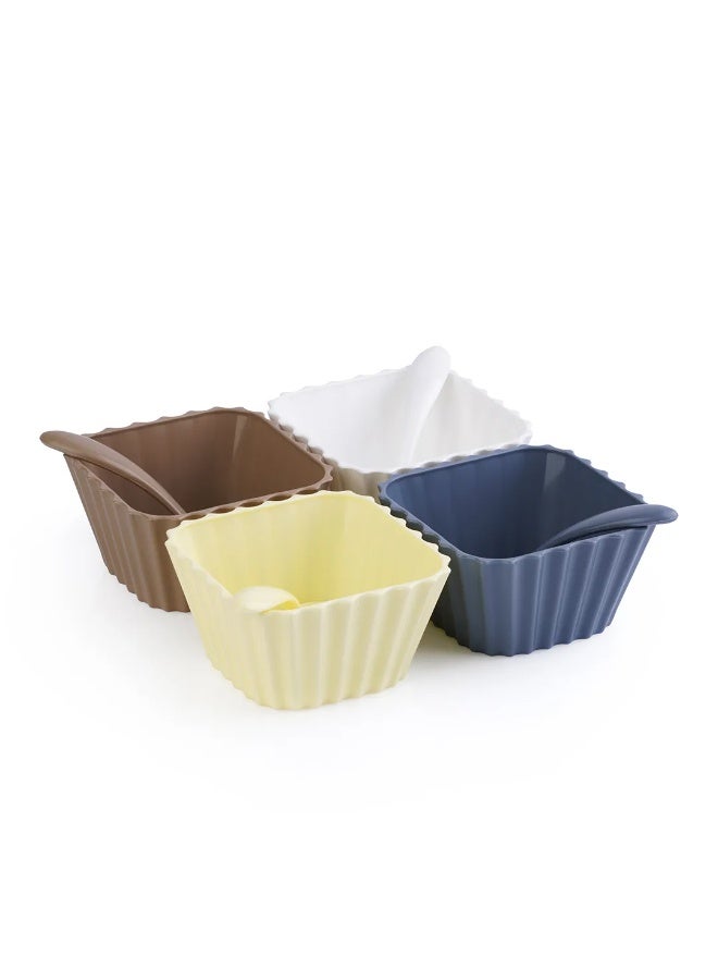 Max Plast Set of 4 Bowls with 4 Spoons – Food-Grade Plastic for Fruits, Nuts, and Snacks - Image 2