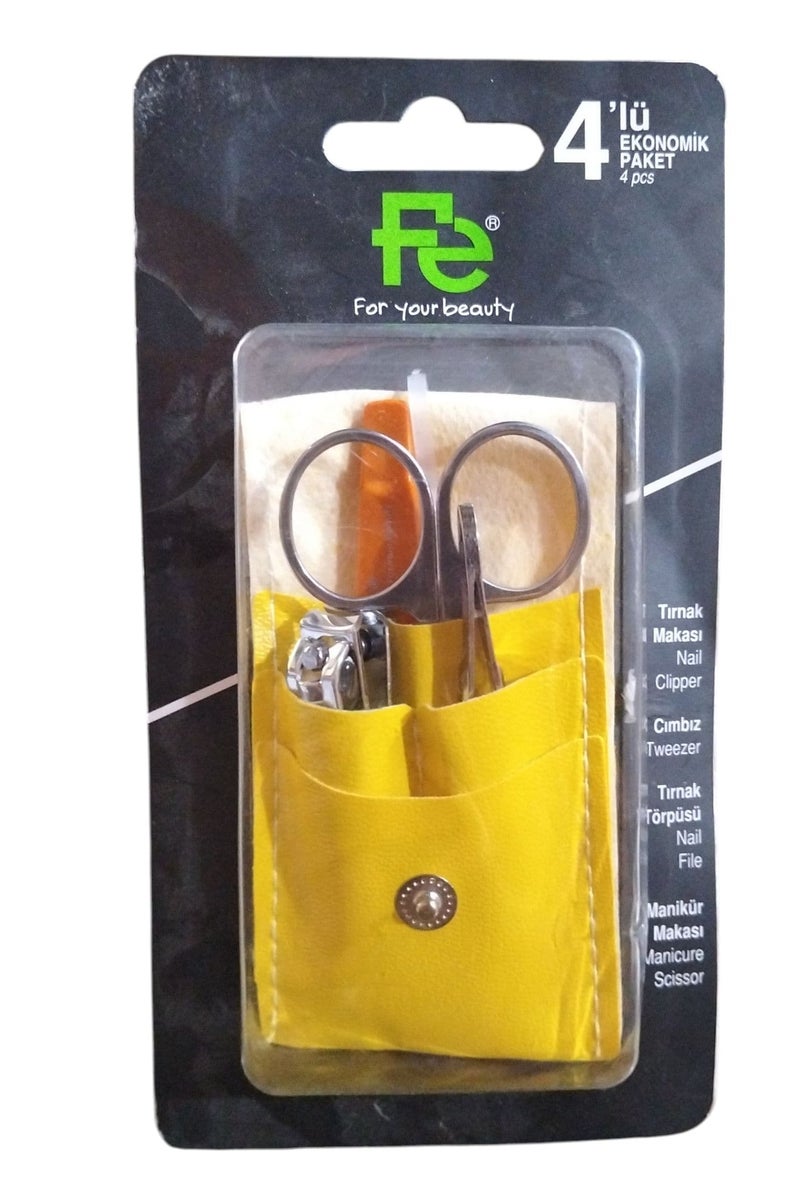 Fe Paket 4Pcs (Nail Clipper + Tweezer + Nail File + Manicure Scissor) - Image 1