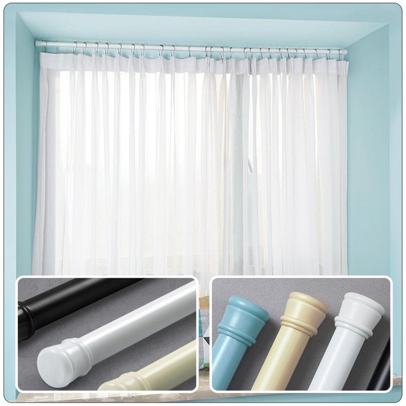 Adjustable Telescopic Shower Curtain Rod 50 To 80cm White Plastic No Drill Installation For Bathroom Kitchen Storage - Image 5