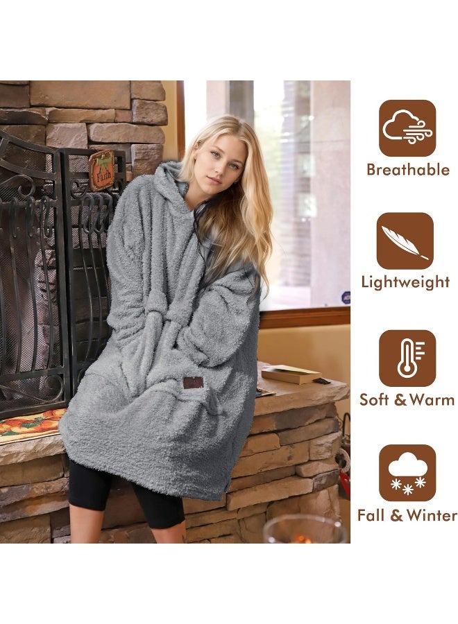 Tirrinia Tirrinia Oversized Wearable Blanket Hoodie, Sherpa Fleece Home Blanket Sweatshirt, Warm Blanket with Sleeves, Gift for Lover - Image 2